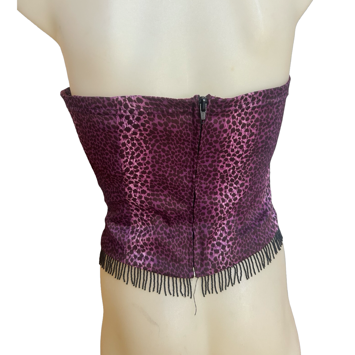 90s Purple Leopard Print Strapless Top ✮ Size 8