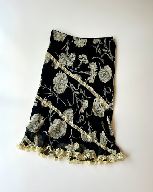 Silk floral lace skirt ✮ Size 12