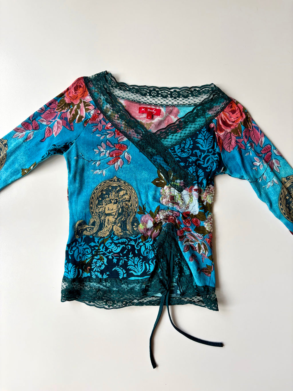 Rene Derhy Blue Wrap Top ✮ Size M