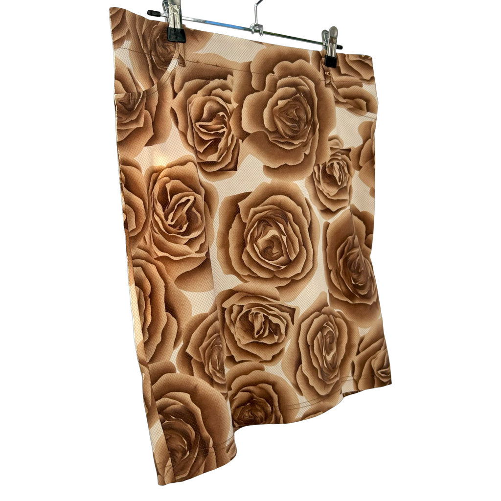90s Digital Rose Print Midi Skirt ✮ Size 10