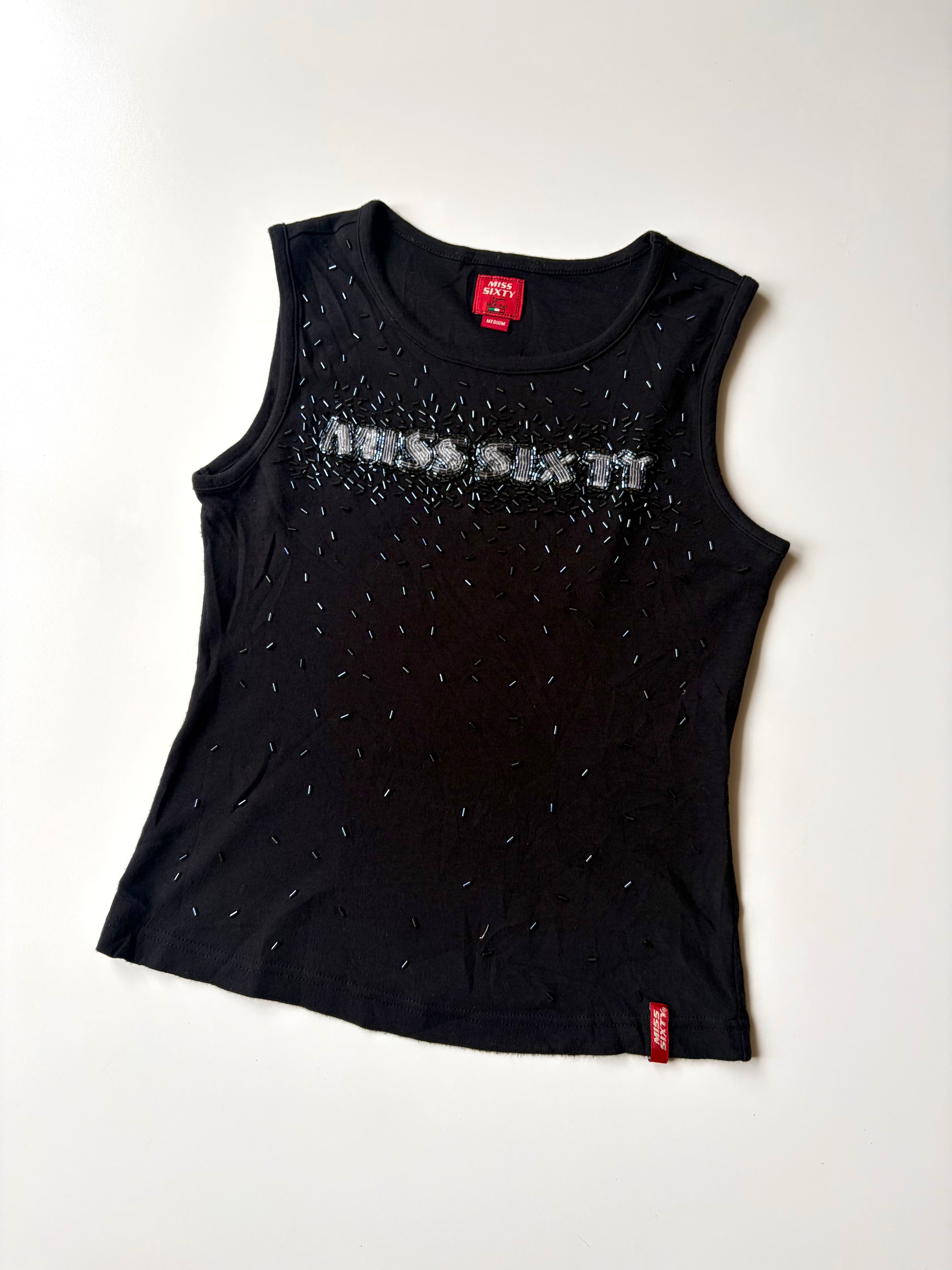 Miss Sixty Beaded Logo Tank ✮ Size M