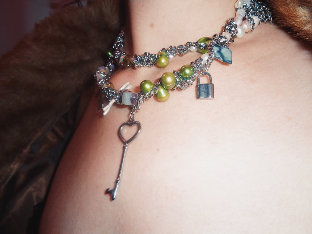 upcycled heart key necklace