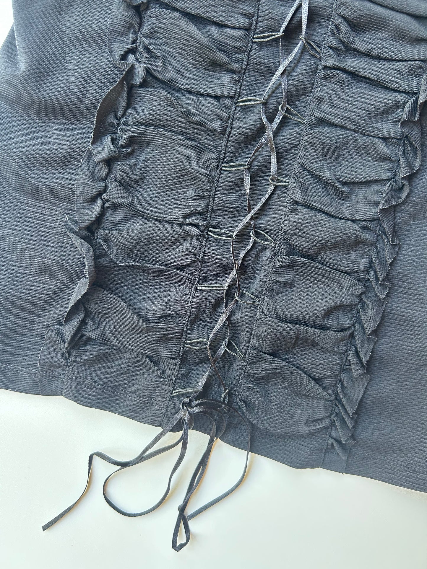 90s Lace Up Ruffle Top ✮ Size XS-M