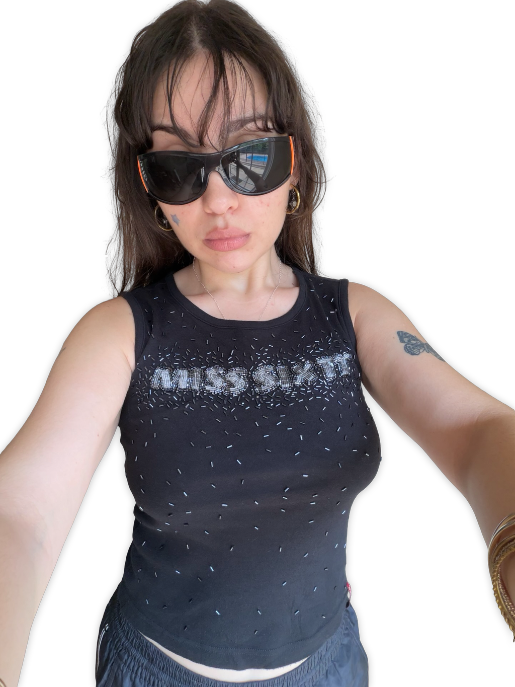 Miss Sixty Beaded Logo Tank ✮ Size M