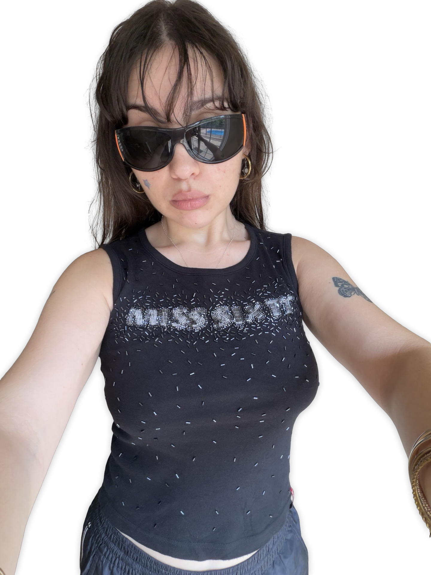 Miss Sixty Beaded Logo Tank ✮ Size M