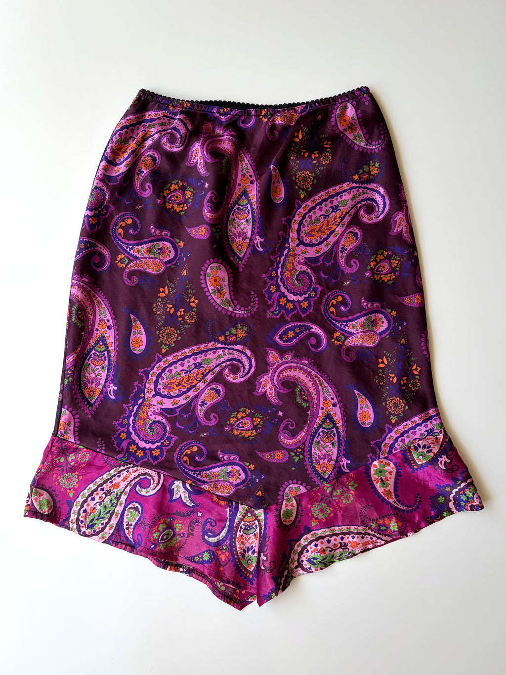 90s Purple Paisley Midi Skirt ✮ Size 12