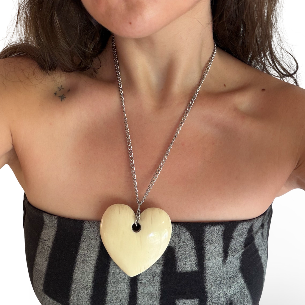Upcycled jumbo heart necklace