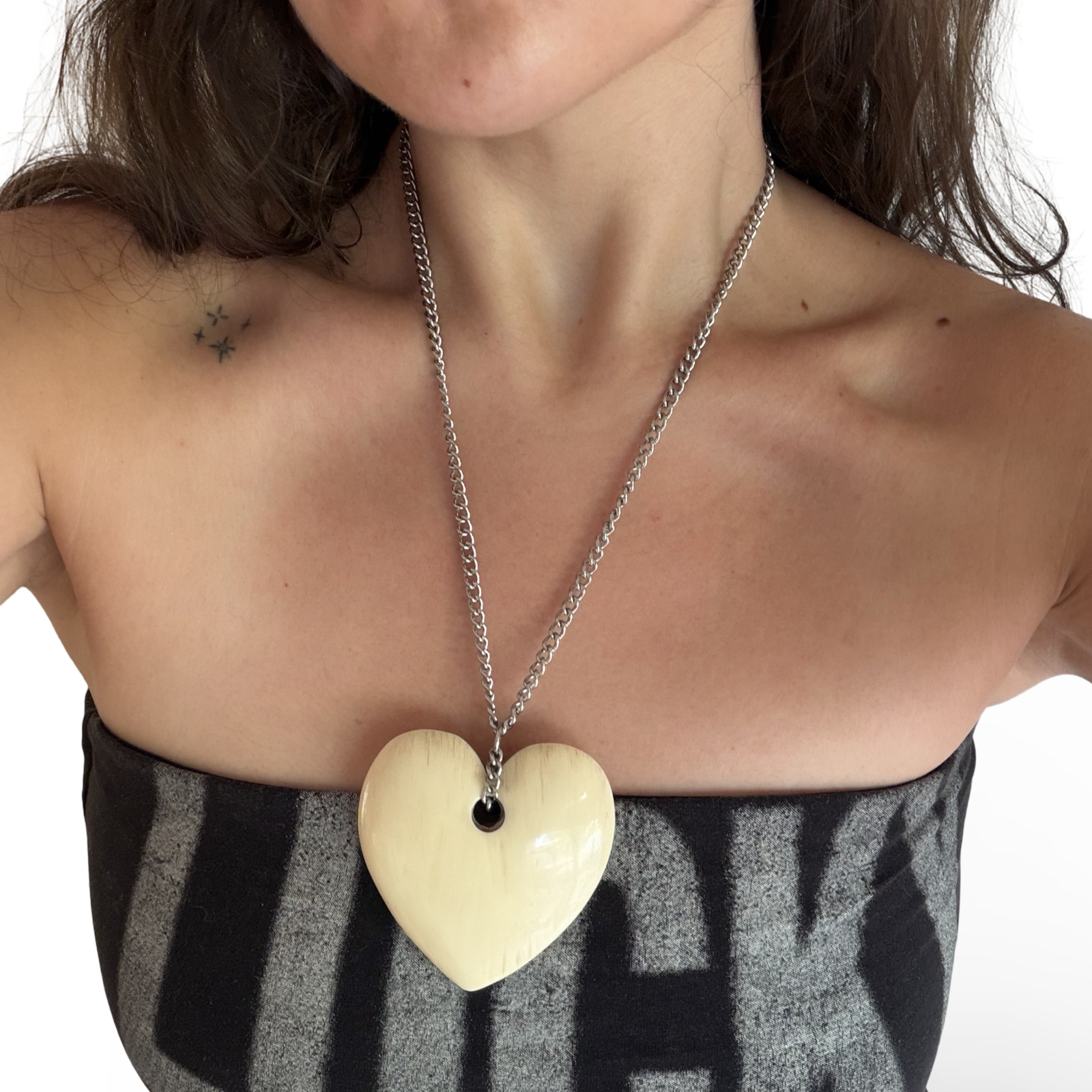 Upcycled jumbo heart necklace