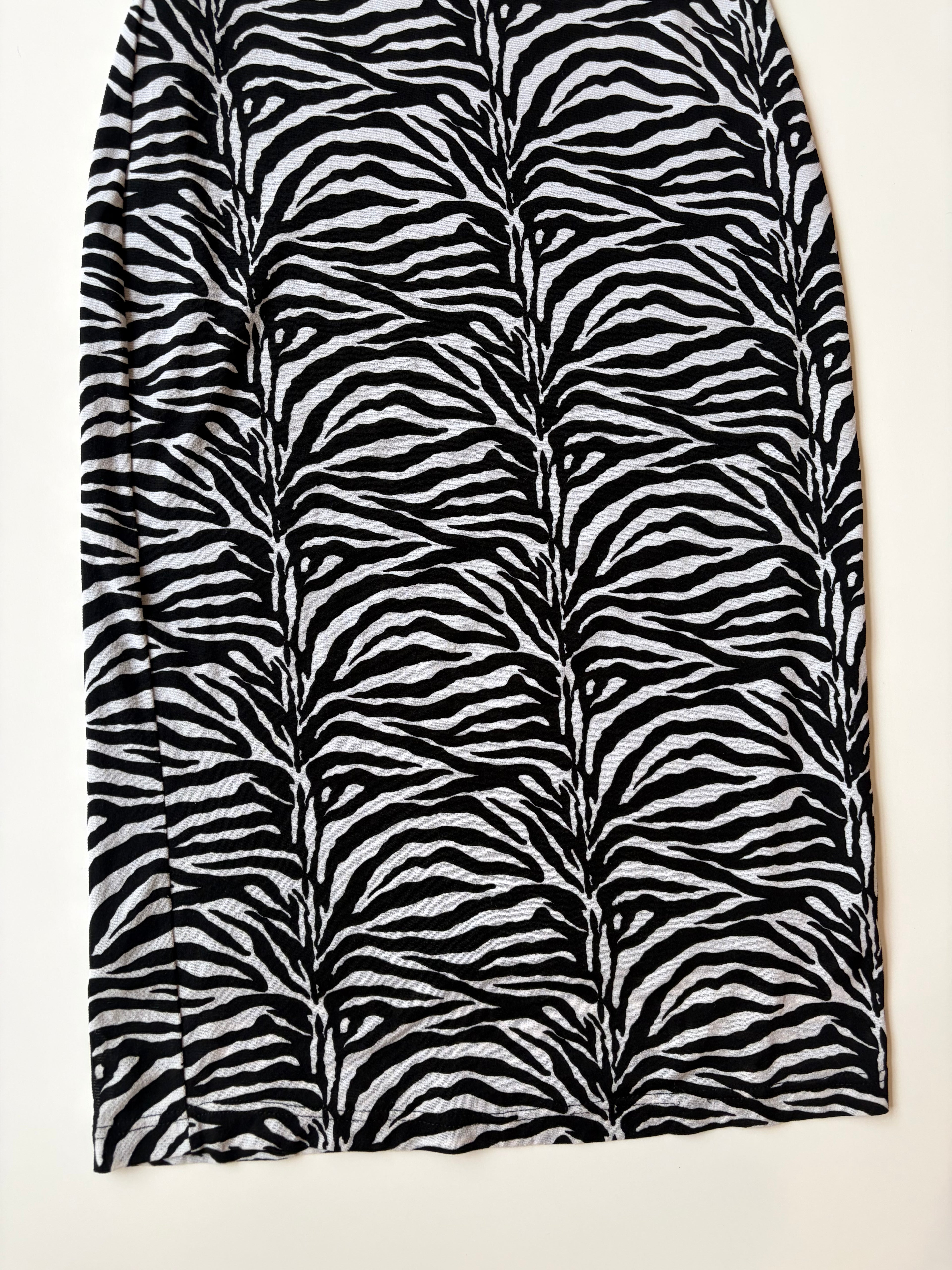 Vintage Zebra Print Bodycon Midi Dress ✮ Size 12
