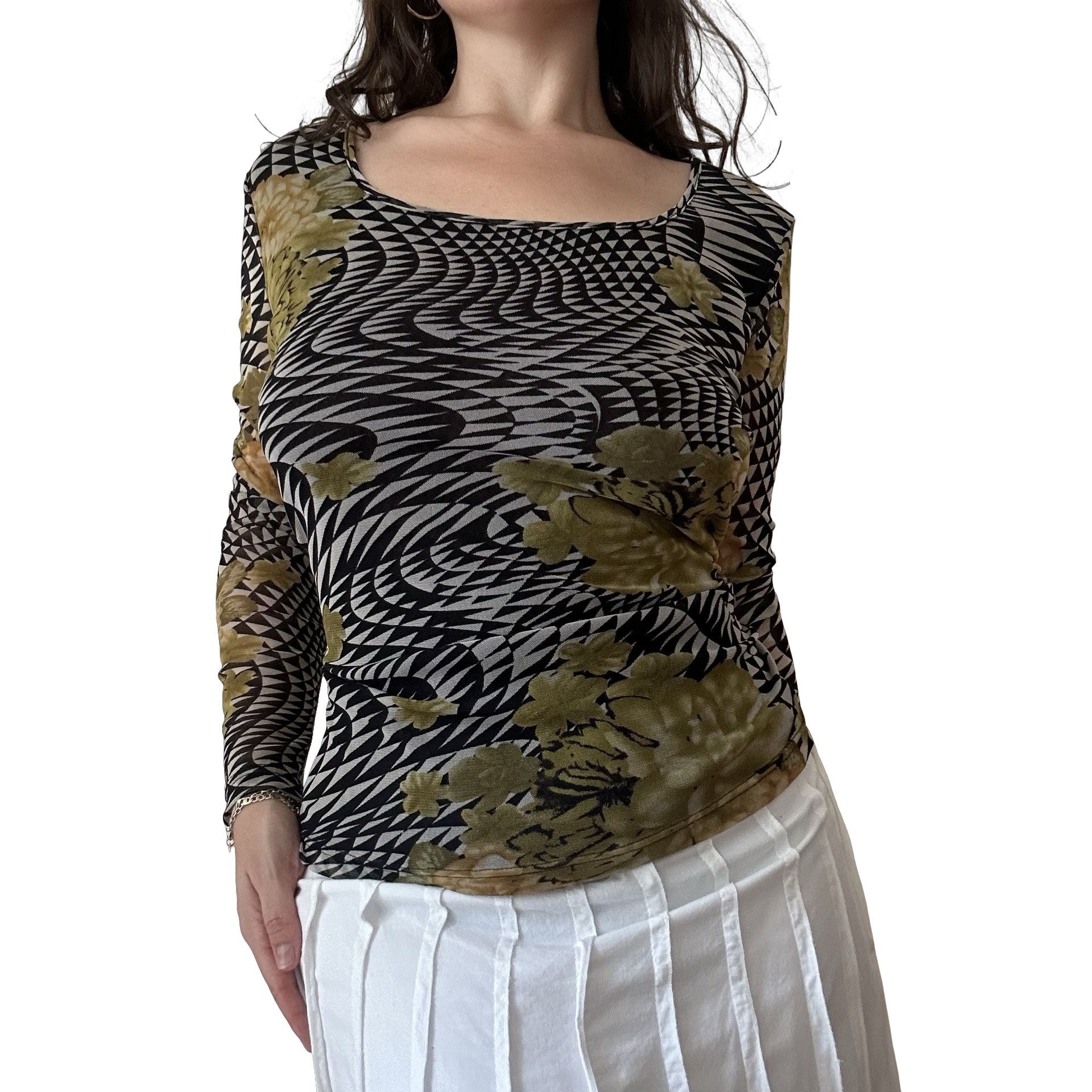Geometric Floral Longsleeve Top ✮ Size 14