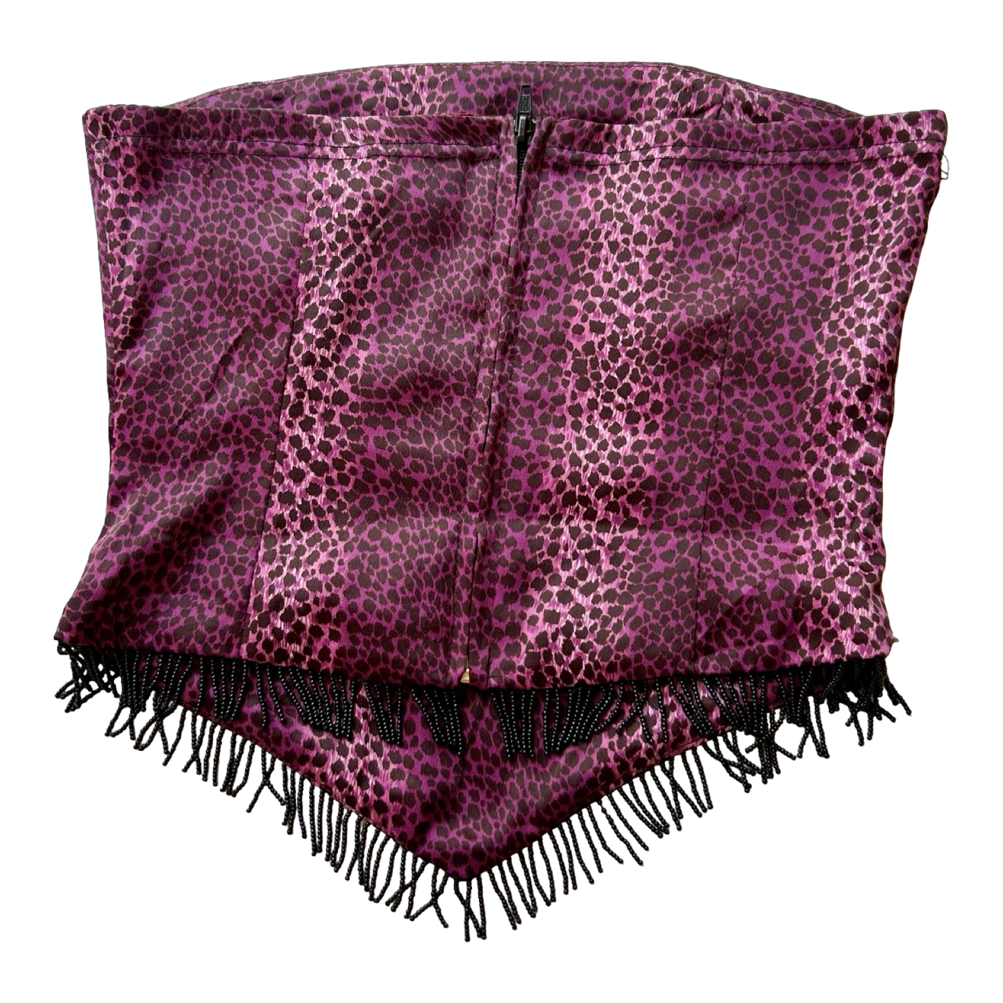 90s Purple Leopard Print Strapless Top ✮ Size 8