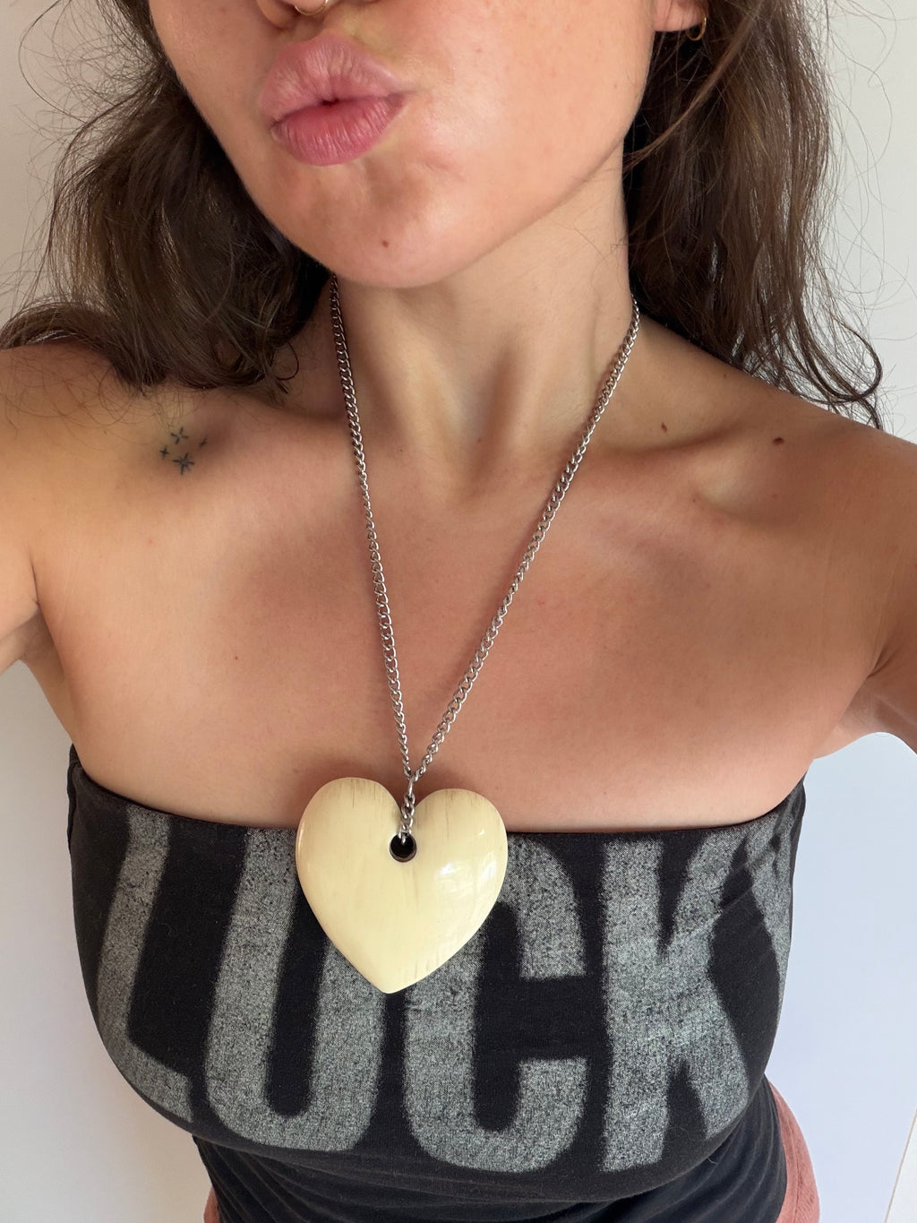 Upcycled jumbo heart necklace