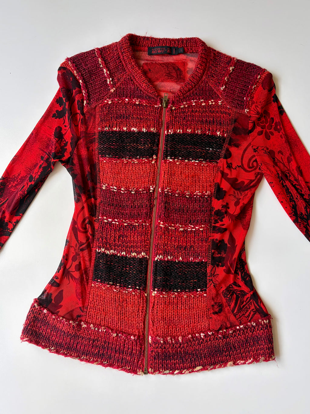RARE Lulu H Paris Mesh/Knit Zip Top ✮ Size L