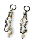 Safety Pin Pearl Huggie Earrings
