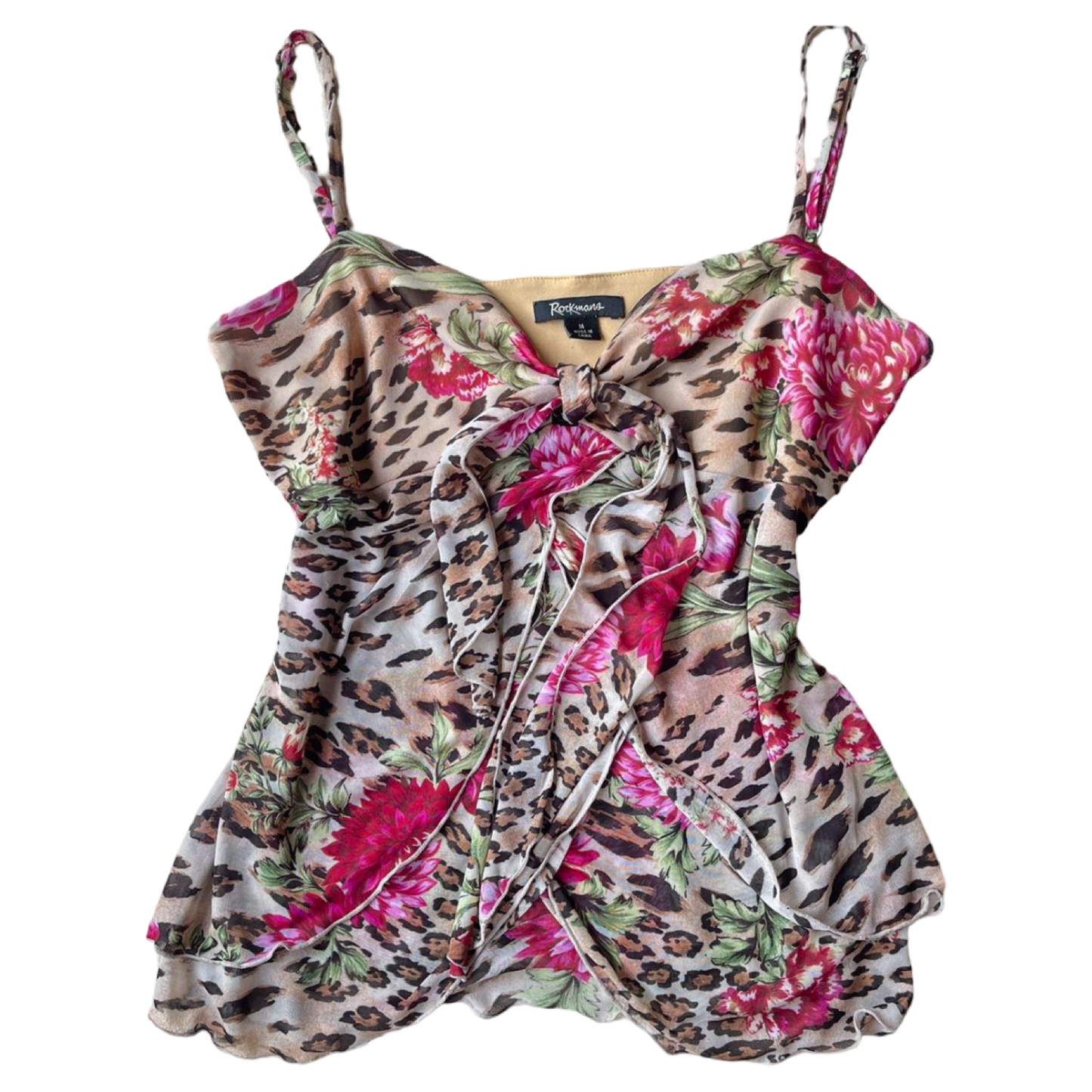 Vintage Floral leopard print cami ✮ Size M