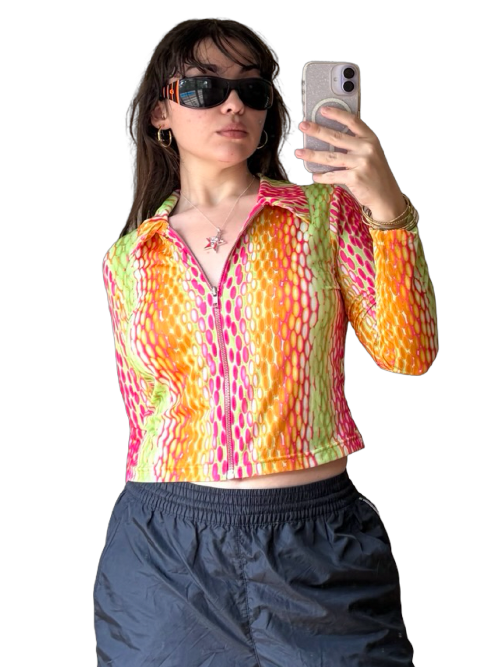 90s Neon Zip Top ✮ Size 12/M