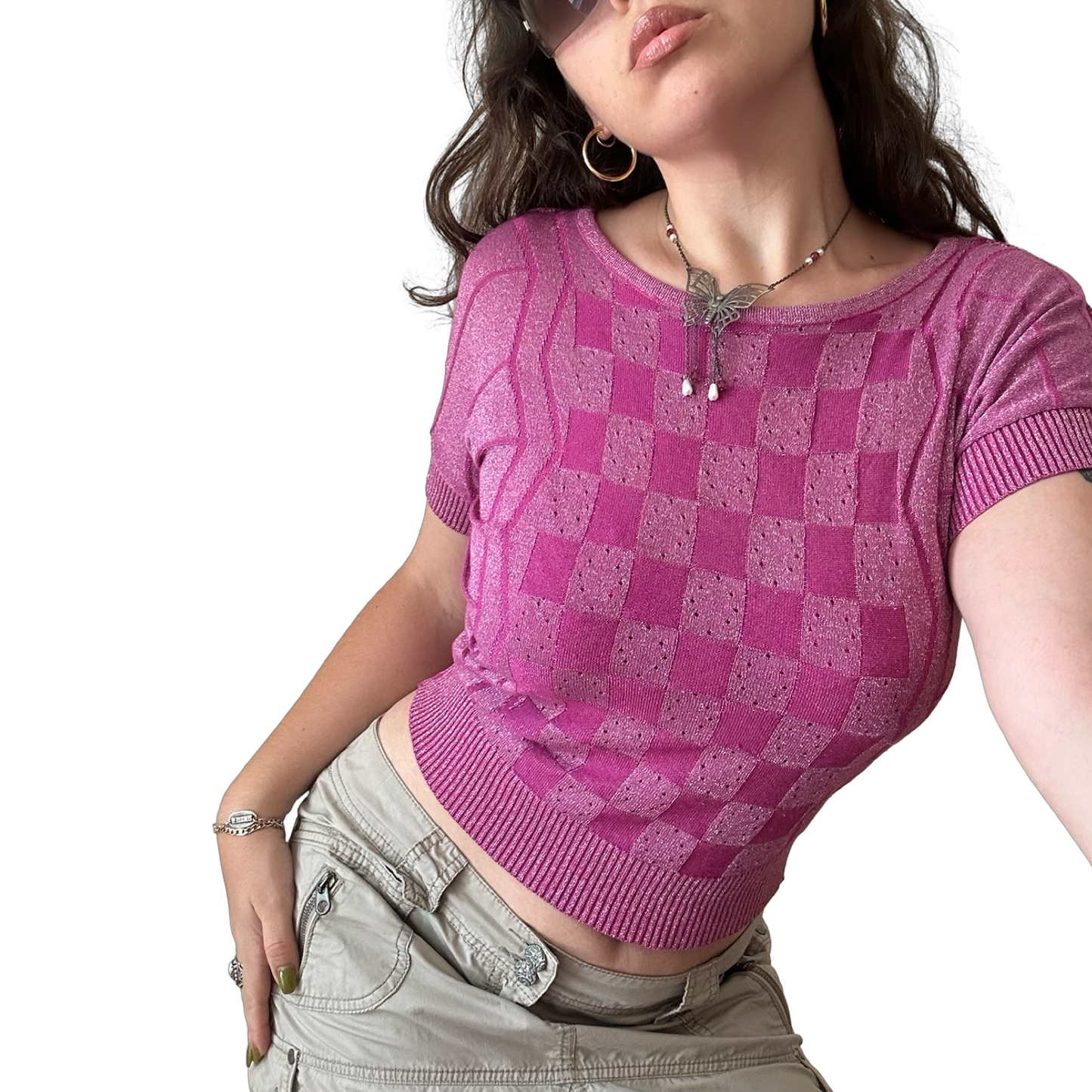 Fuchsia Glitter Knit Top ✮ Size M