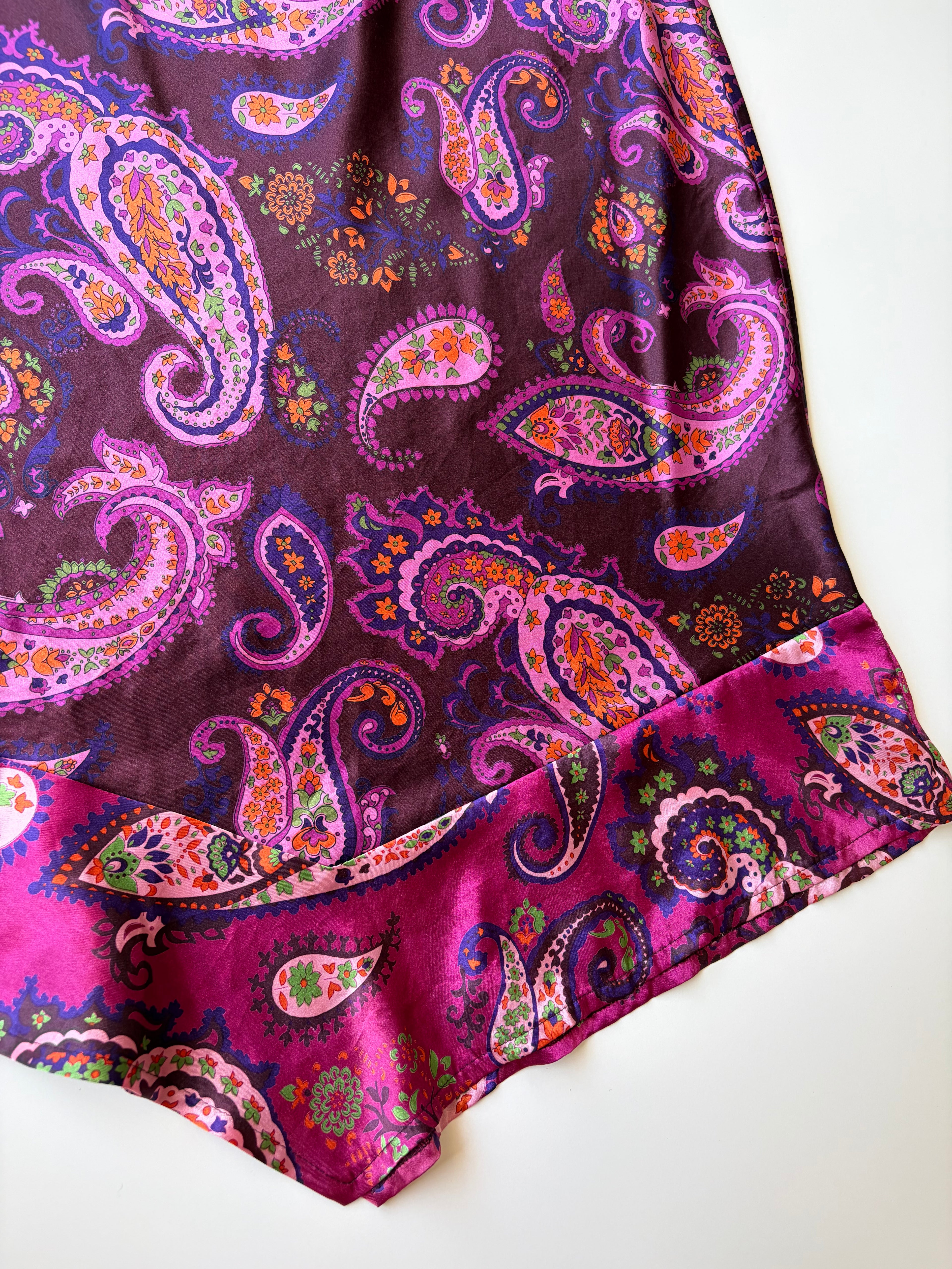 90s Purple Paisley Midi Skirt ✮ Size 12