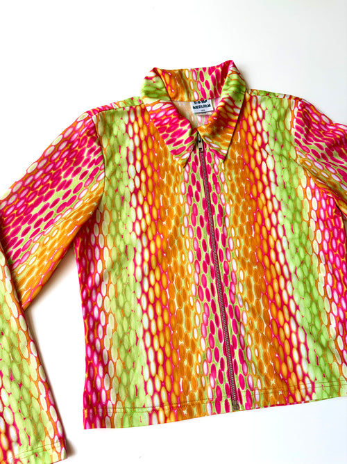 90s Neon Zip Top ✮ Size 12/M