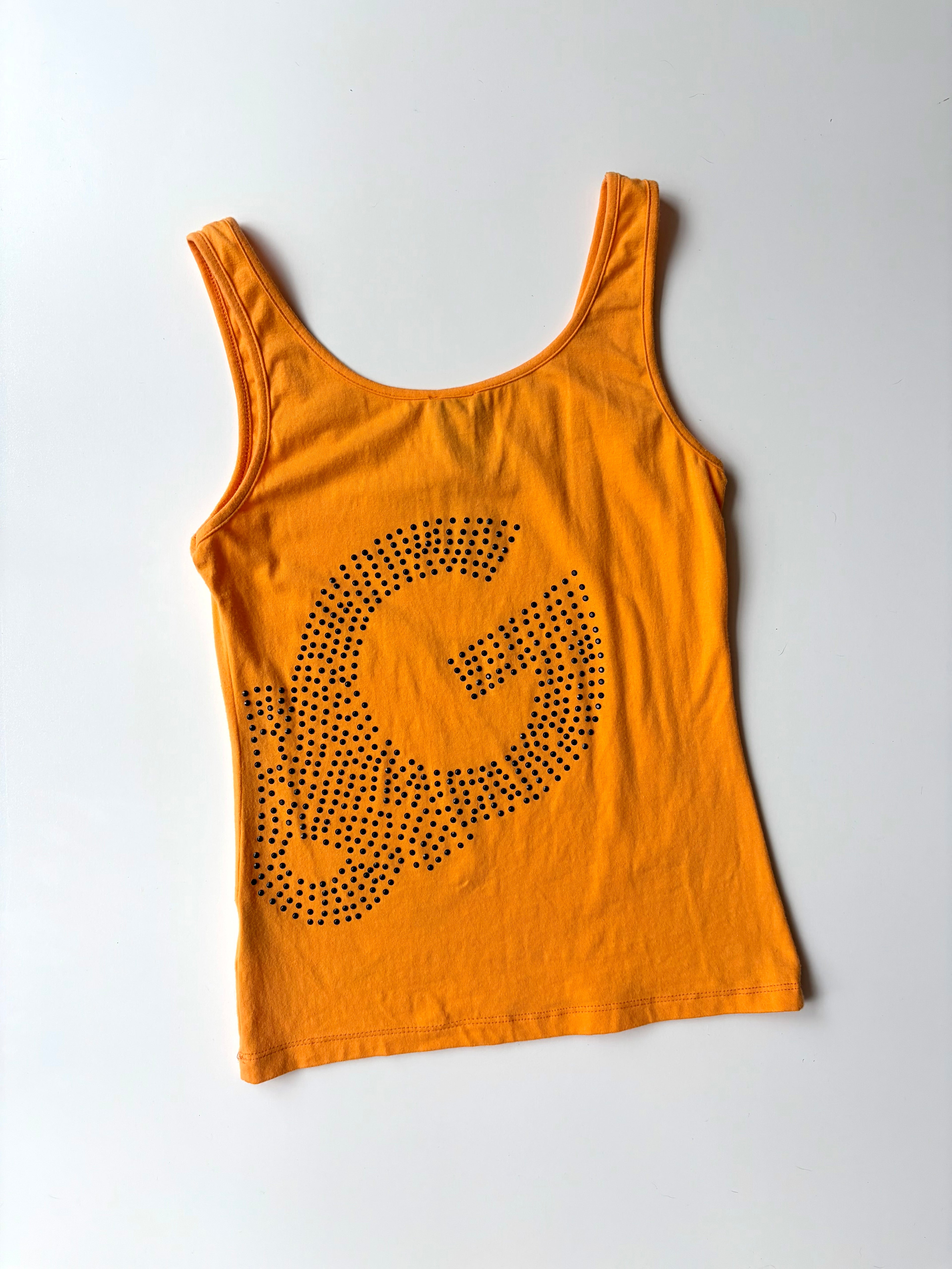 D&G Orange Rhinestone Logo Tank ✮ Size M