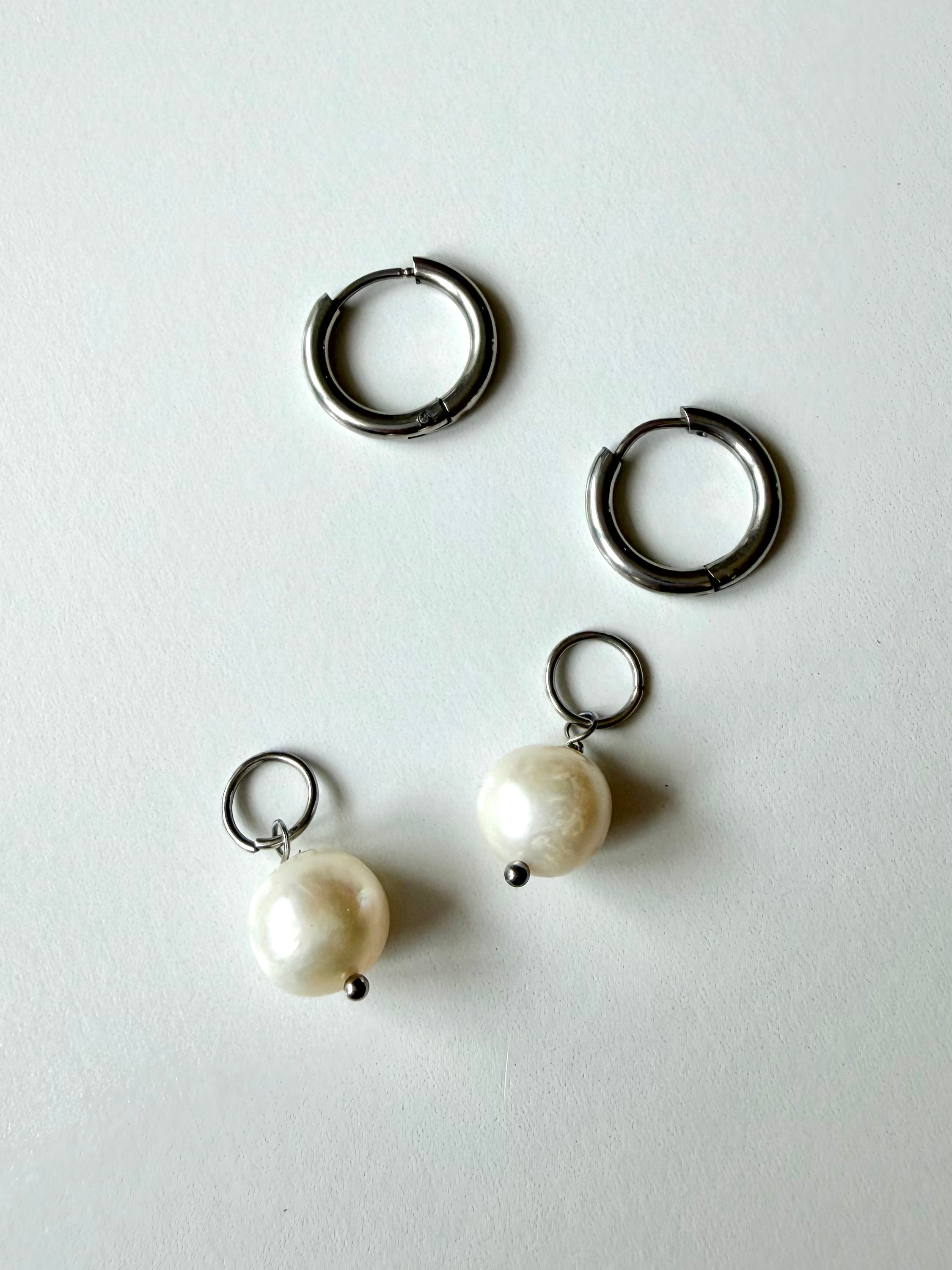 Pearl Huggie Earrings 04