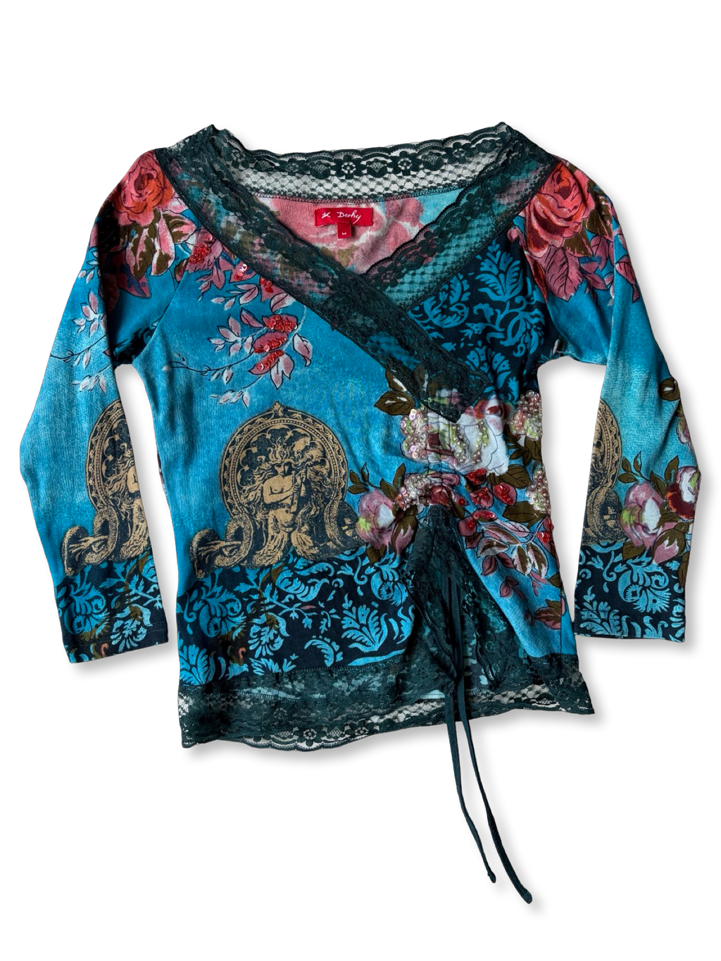 Rene Derhy Blue Wrap Top ✮ Size M