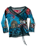 Rene Derhy Blue Wrap Top ✮ Size M