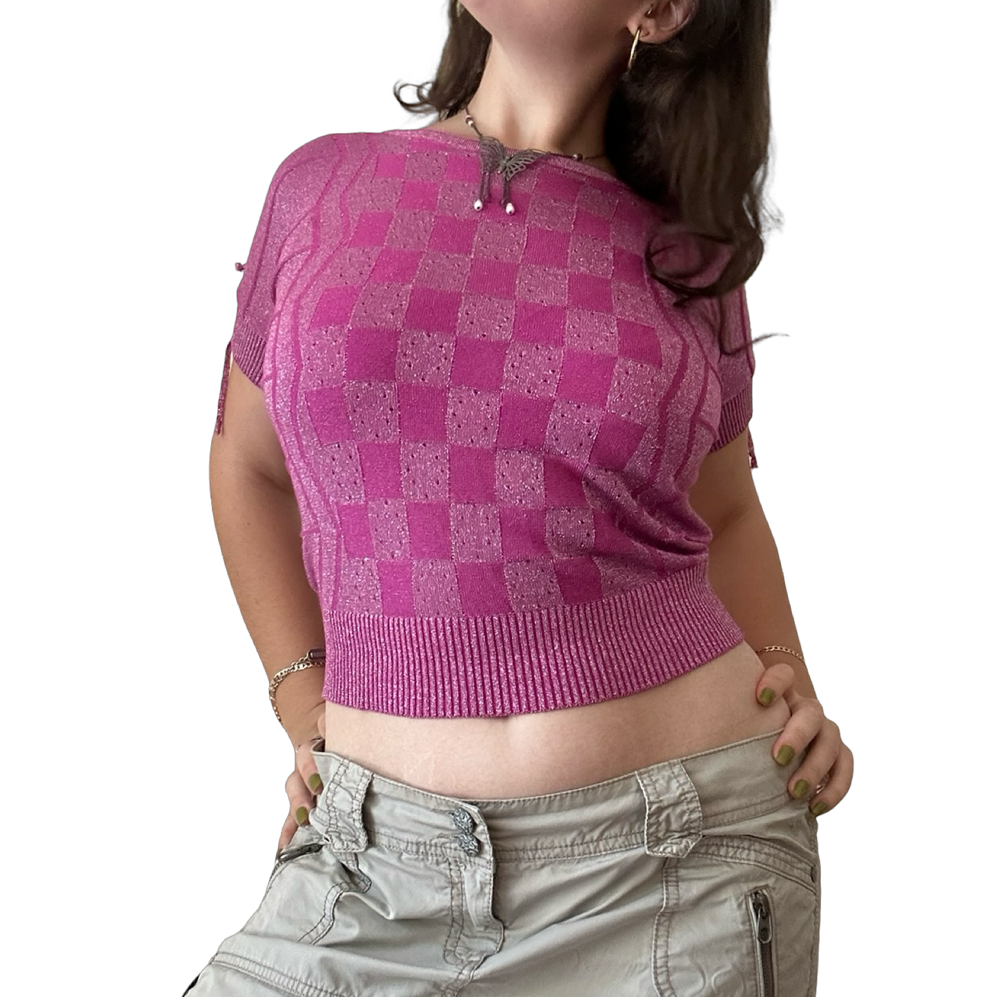 Fuchsia Glitter Knit Top ✮ Size M