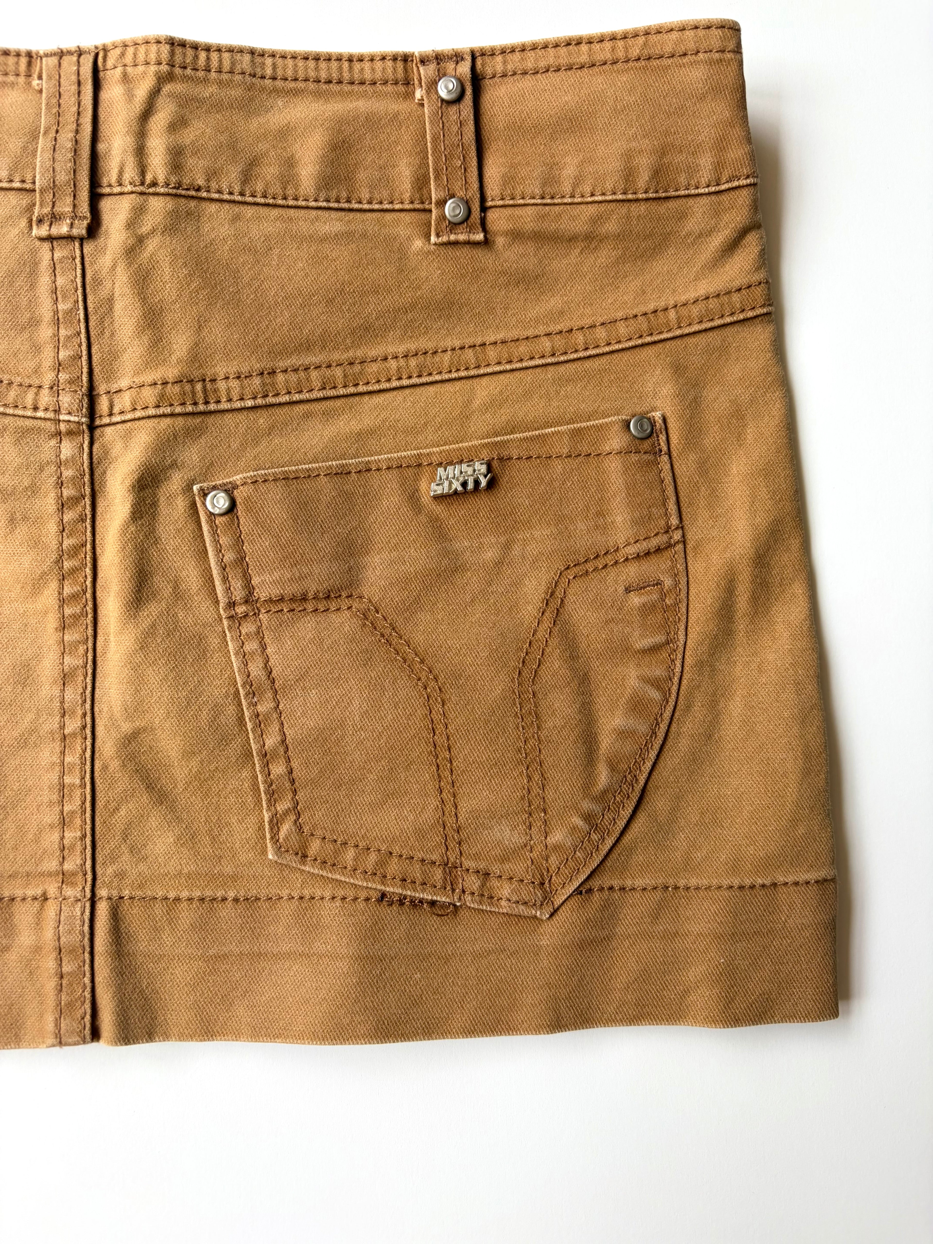 Miss Sixty Tan Mini Skirt ✮ Size 26"
