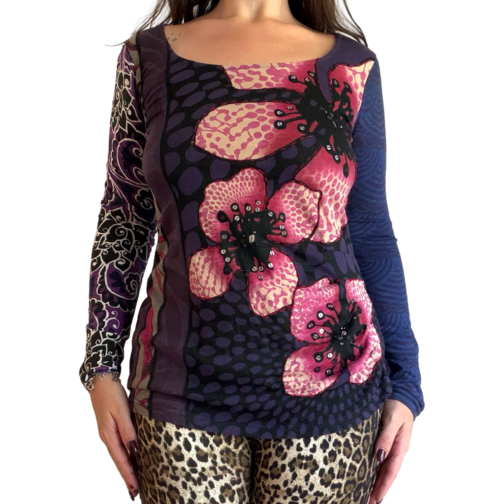 Desigual Beaded Flower Top ✮ Size M