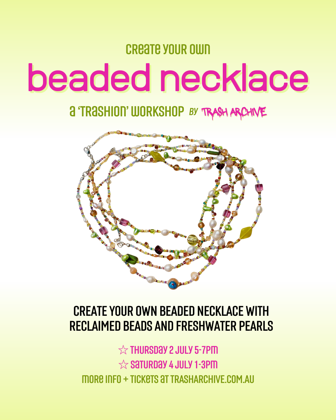 Upcycled Beaded Necklace Session #1 (2 July)