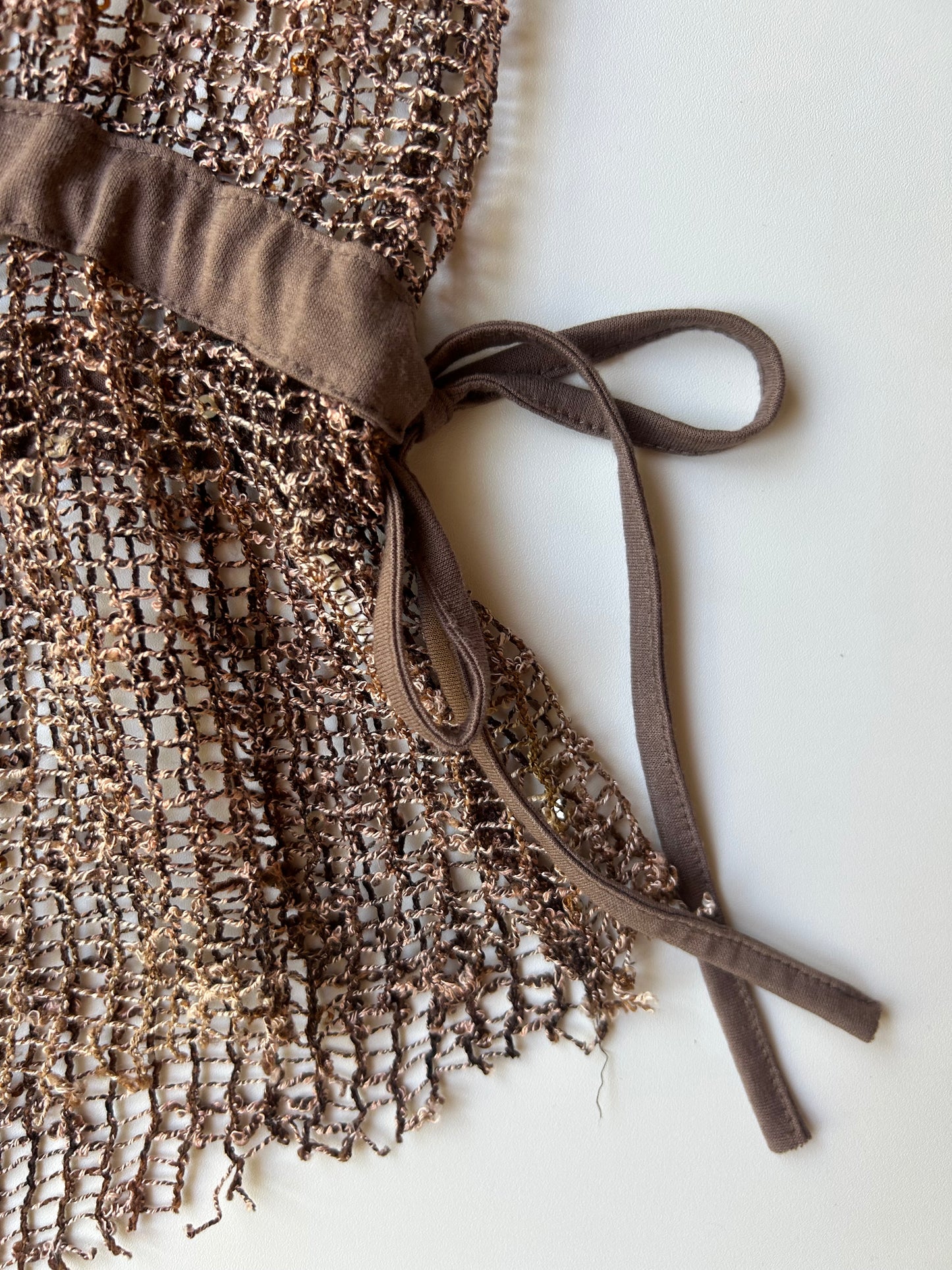 Brown Mesh Sequin Top ✮ Size M