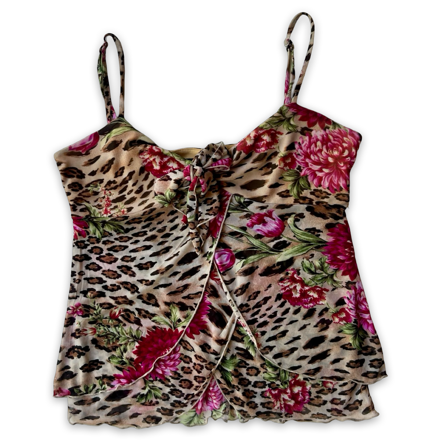Vintage Floral leopard print cami ✮ Size M