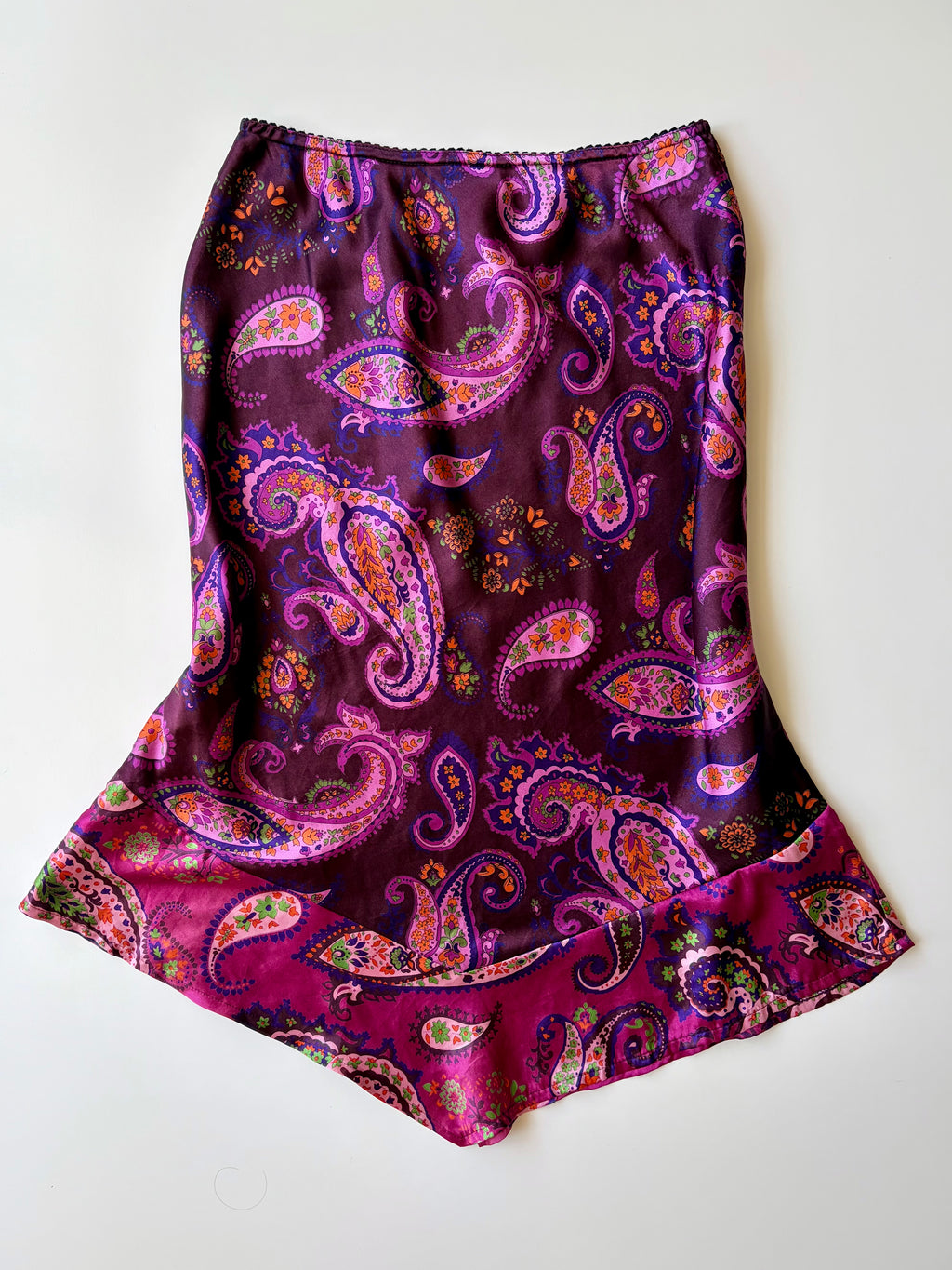 90s Purple Paisley Midi Skirt ✮ Size 12