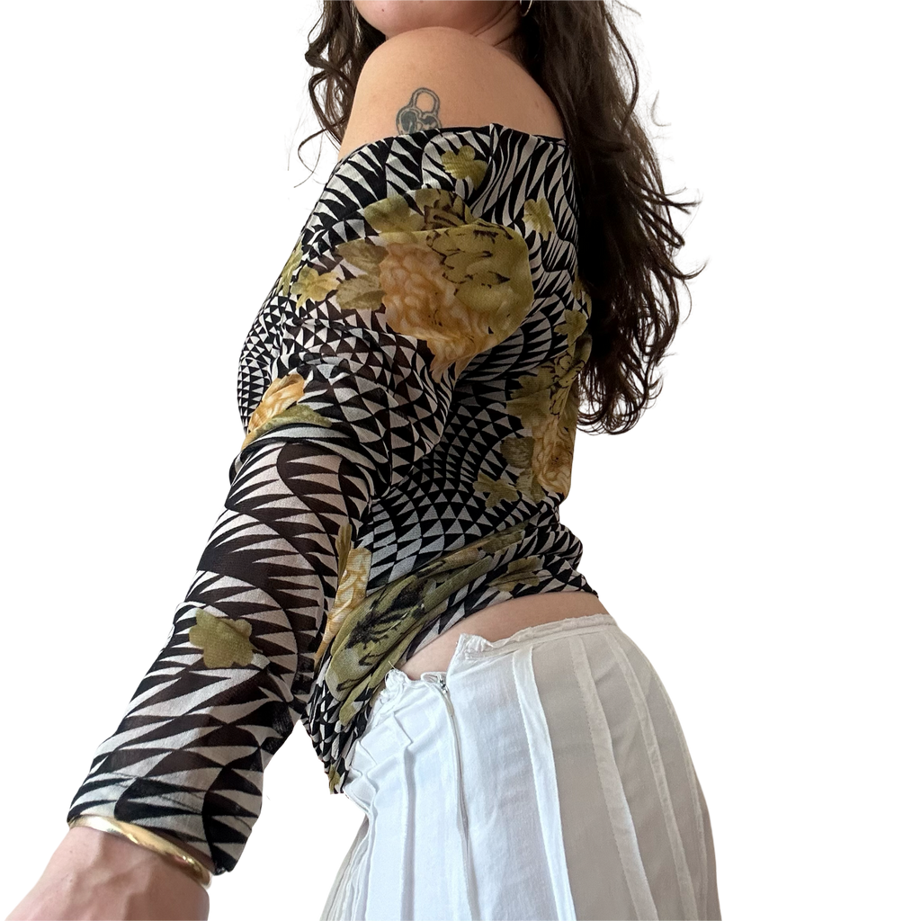 Geometric Floral Longsleeve Top ✮ Size 14