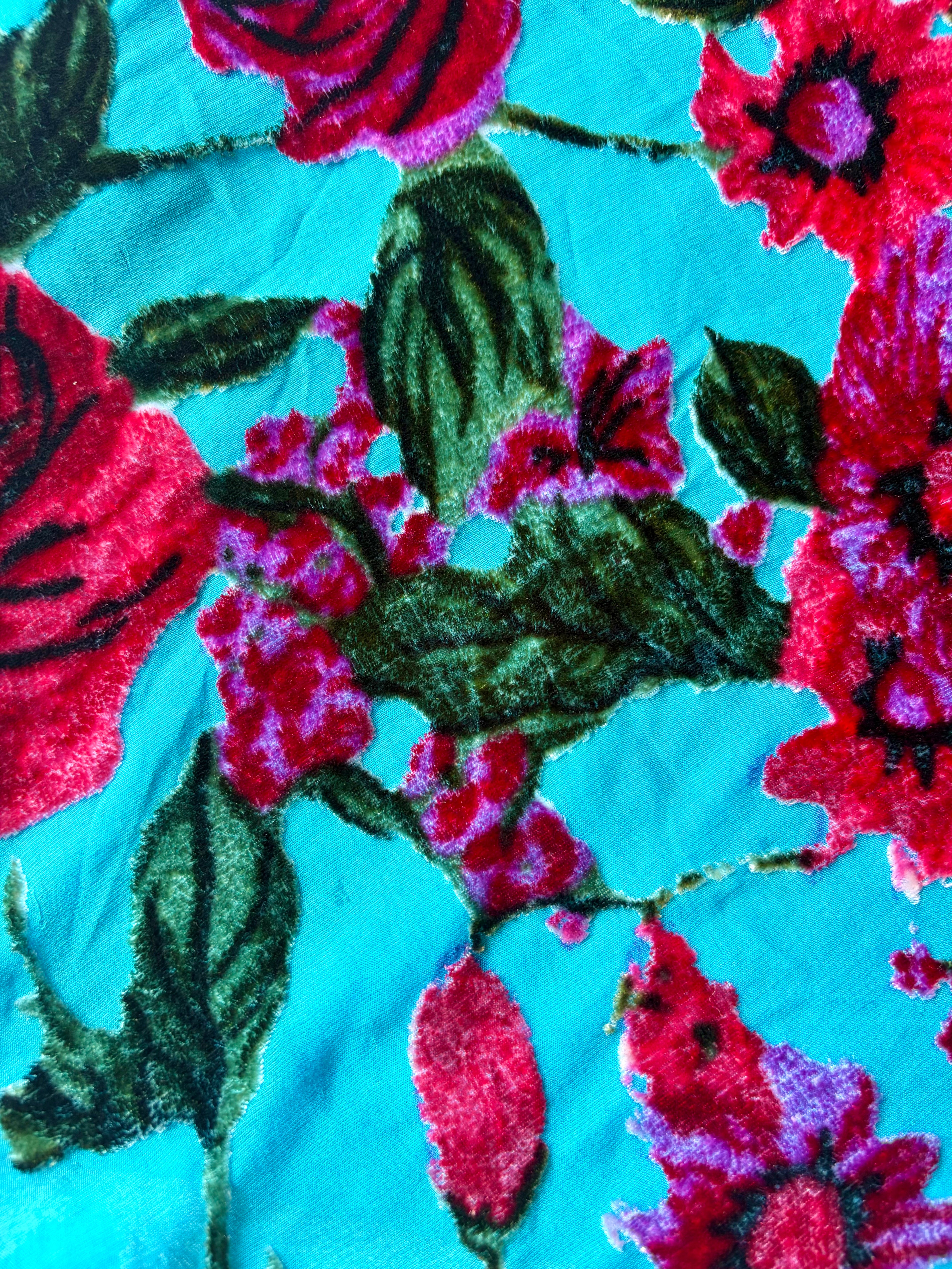 Turquoise Floral Midi Skirt ✮ Size M