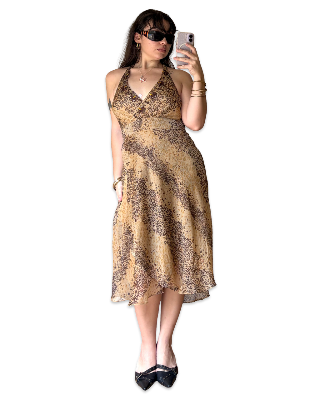 90s Leopard Print Fairy Halter Dress ✮ Size 12*