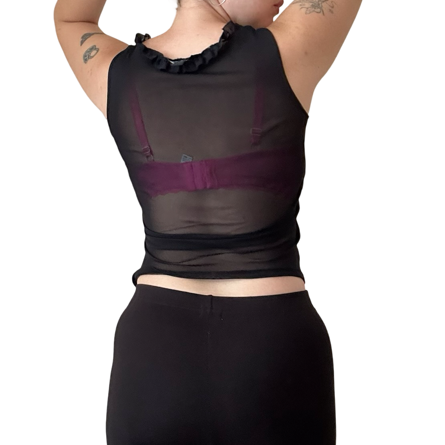 90s Lace Up Ruffle Top ✮ Size XS-M