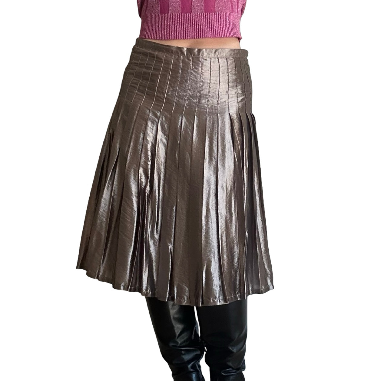 Metallic Pleated Midi Skirt ✮ Size 12