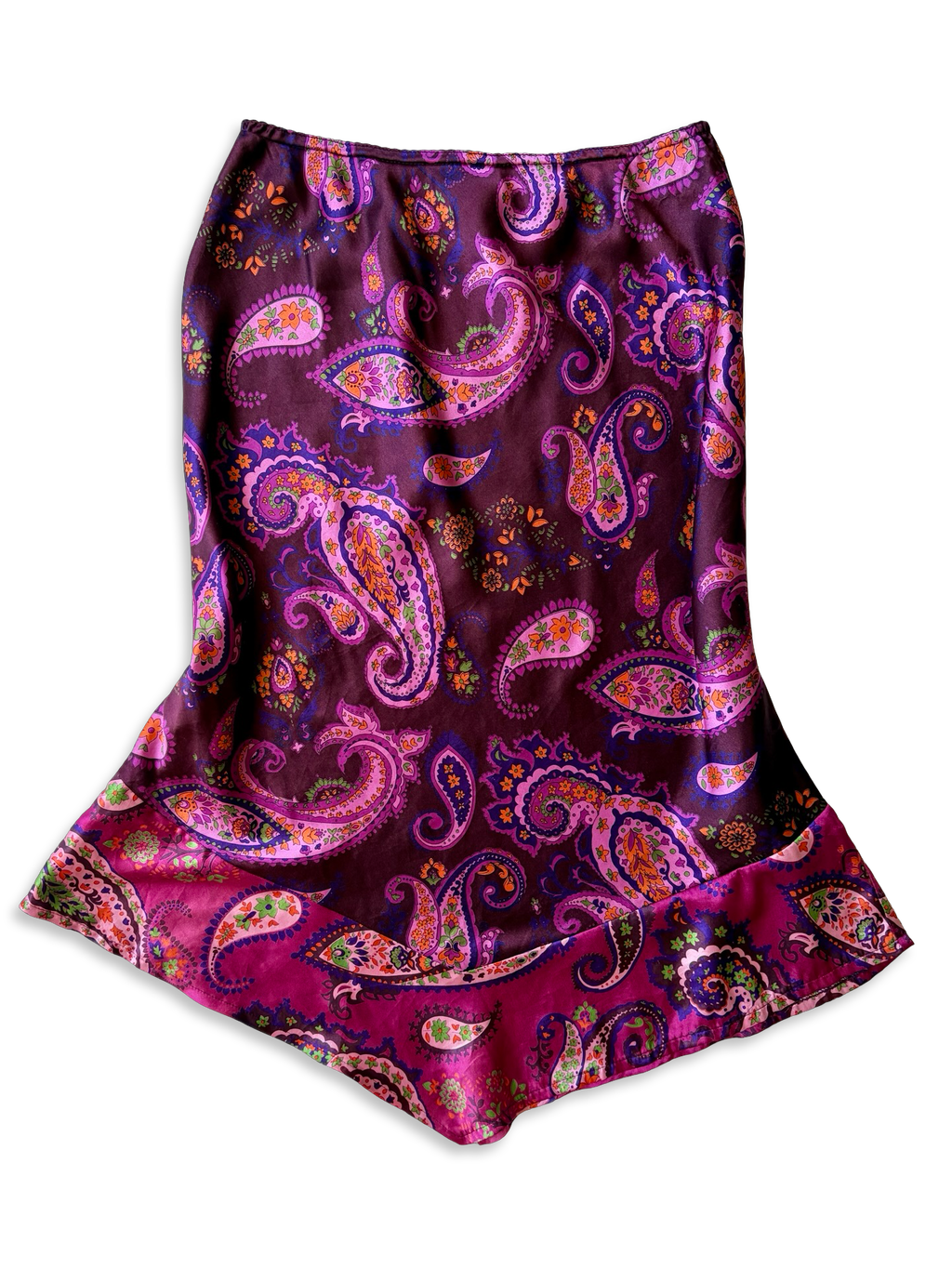 90s Purple Paisley Midi Skirt ✮ Size 12