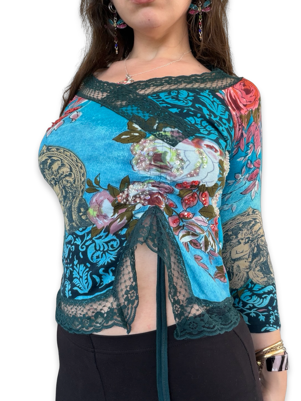 Rene Derhy Blue Wrap Top ✮ Size M