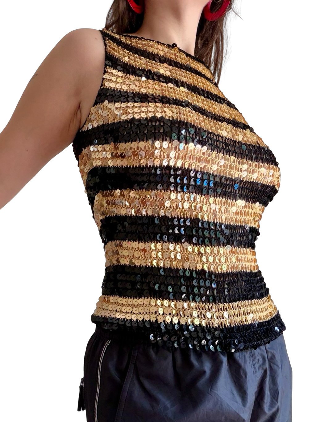 Vintage Black and Gold Sequin Top ✮ Size M-L*