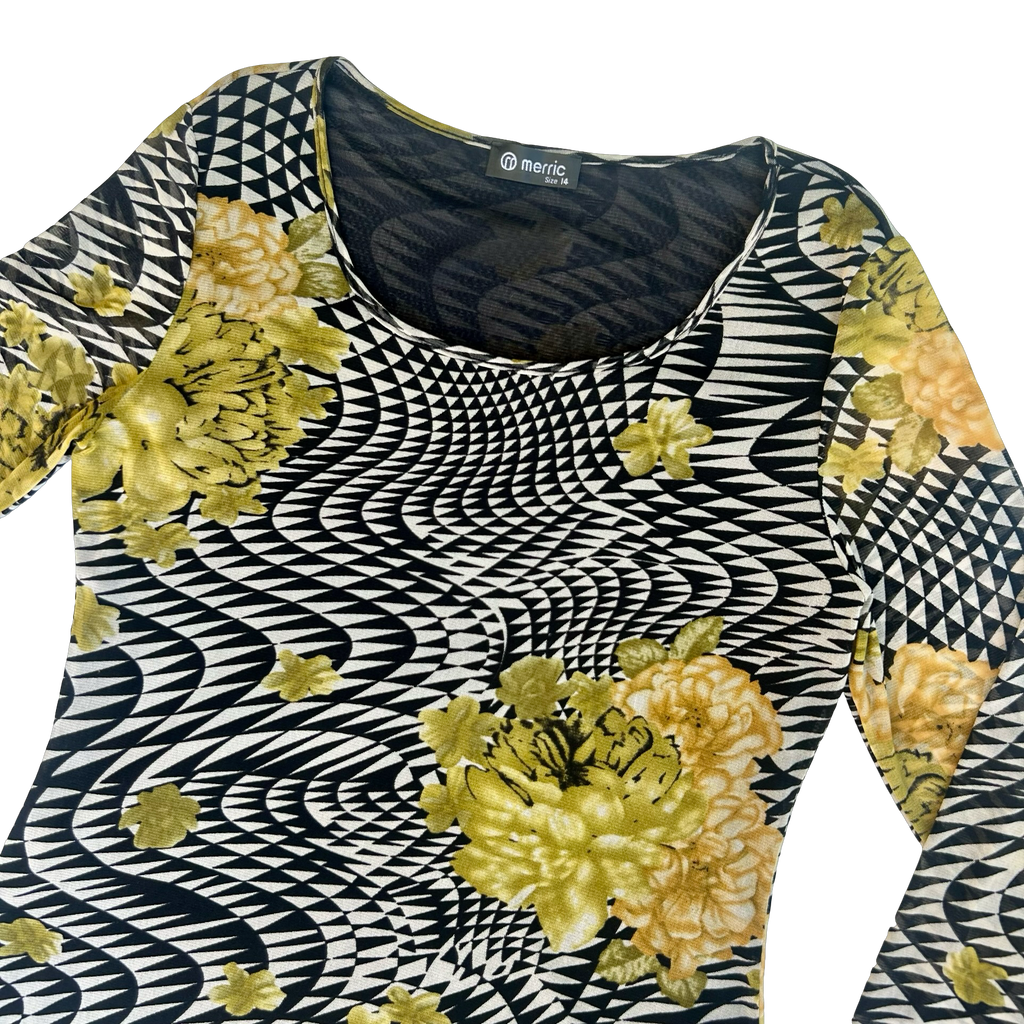 Geometric Floral Longsleeve Top ✮ Size 14