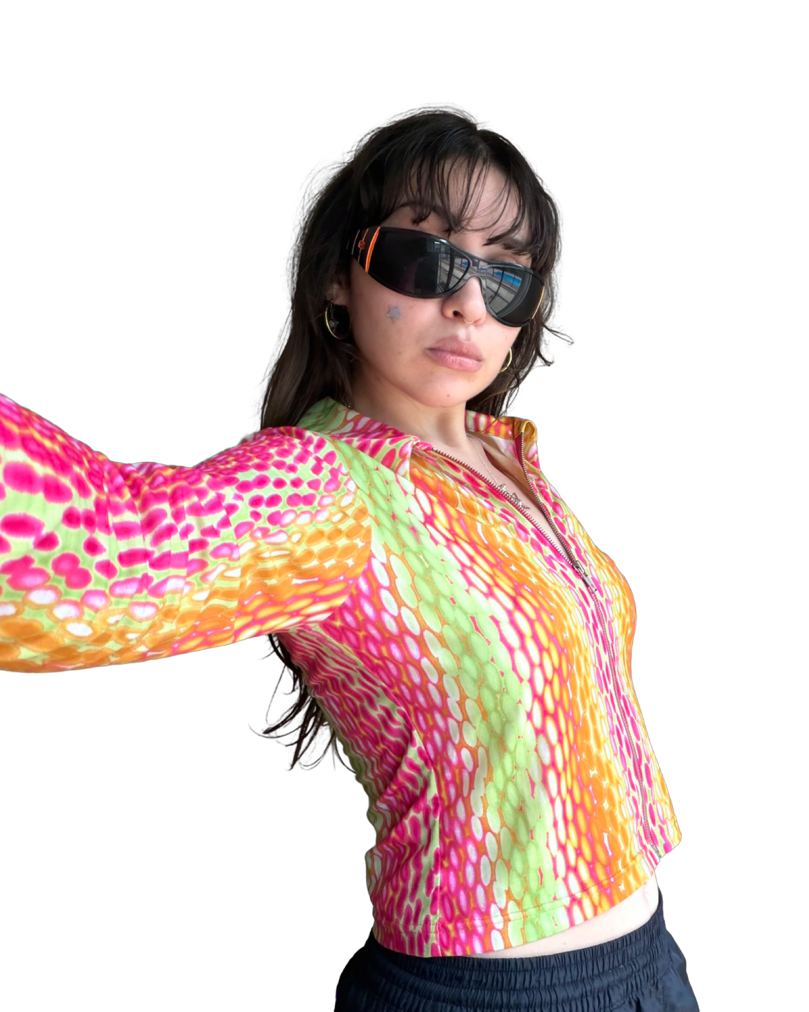 90s Neon Zip Top ✮ Size 12/M