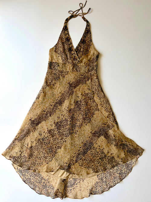 90s Leopard Print Fairy Halter Dress ✮ Size 12*