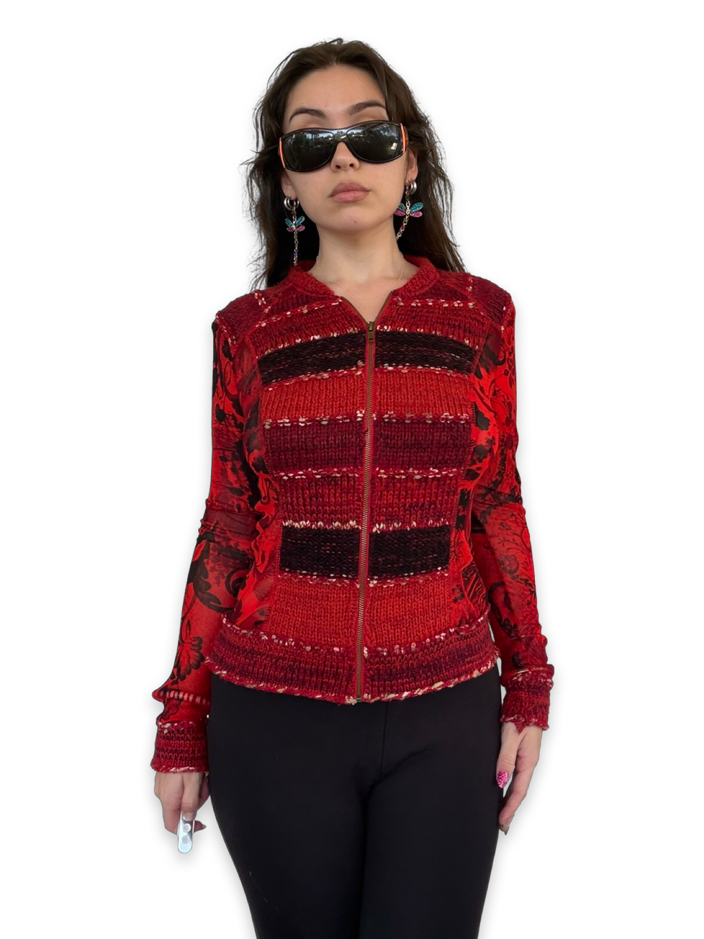 RARE Lulu H Paris Mesh/Knit Zip Top ✮ Size L