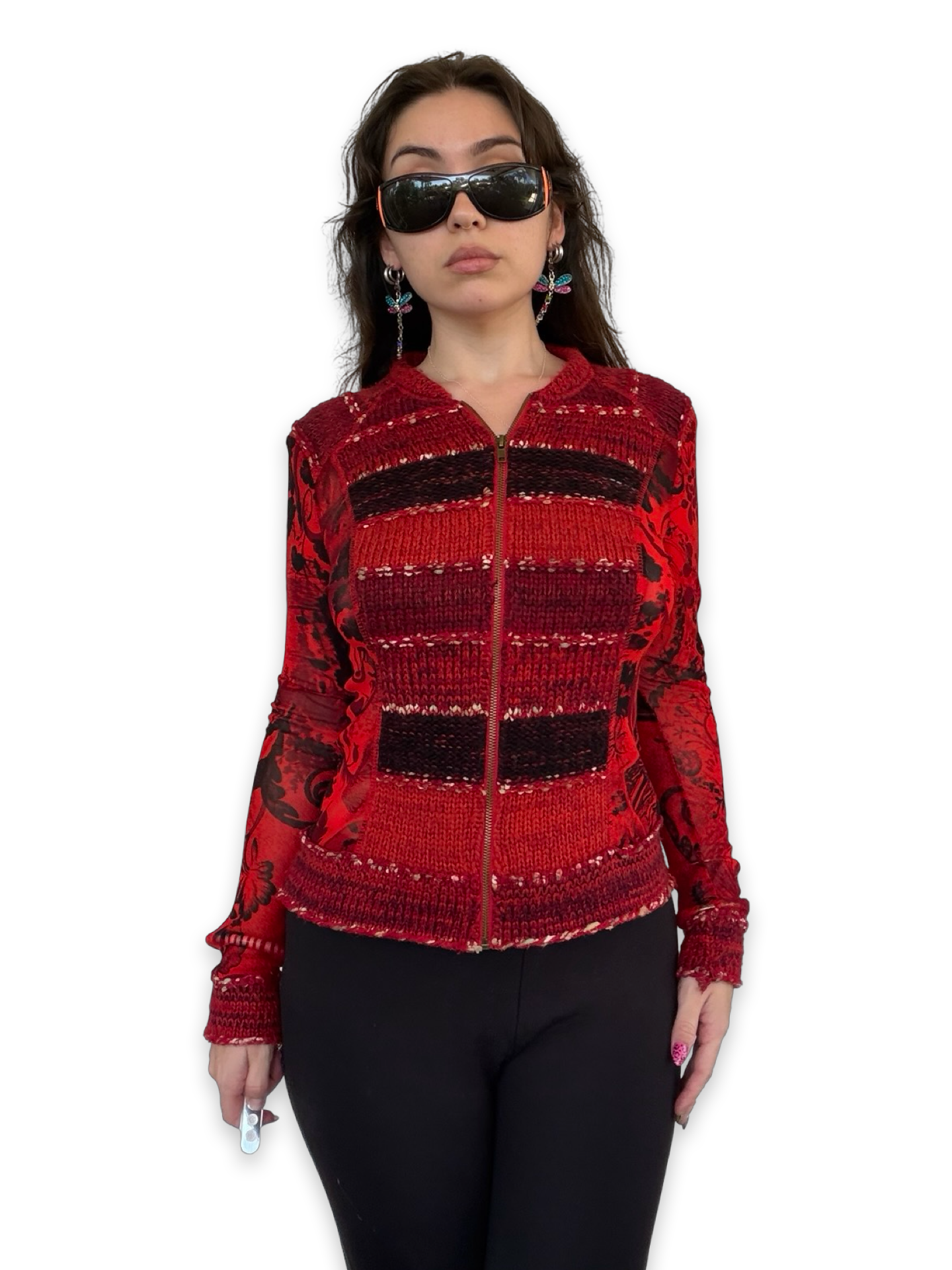 RARE Lulu H Paris Mesh/Knit Zip Top ✮ Size L