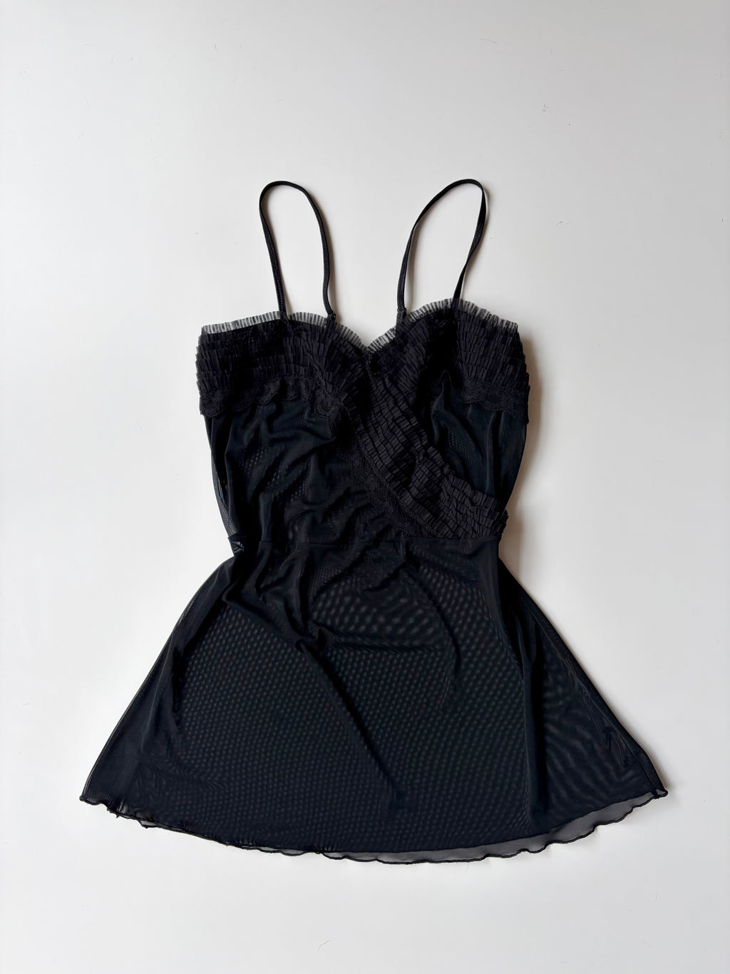 Sheer black ruffle cami ✮ Size S-M