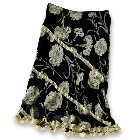 Silk floral lace skirt ✮ Size 12