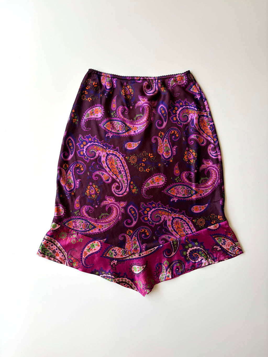 90s Purple Paisley Midi Skirt ✮ Size 12